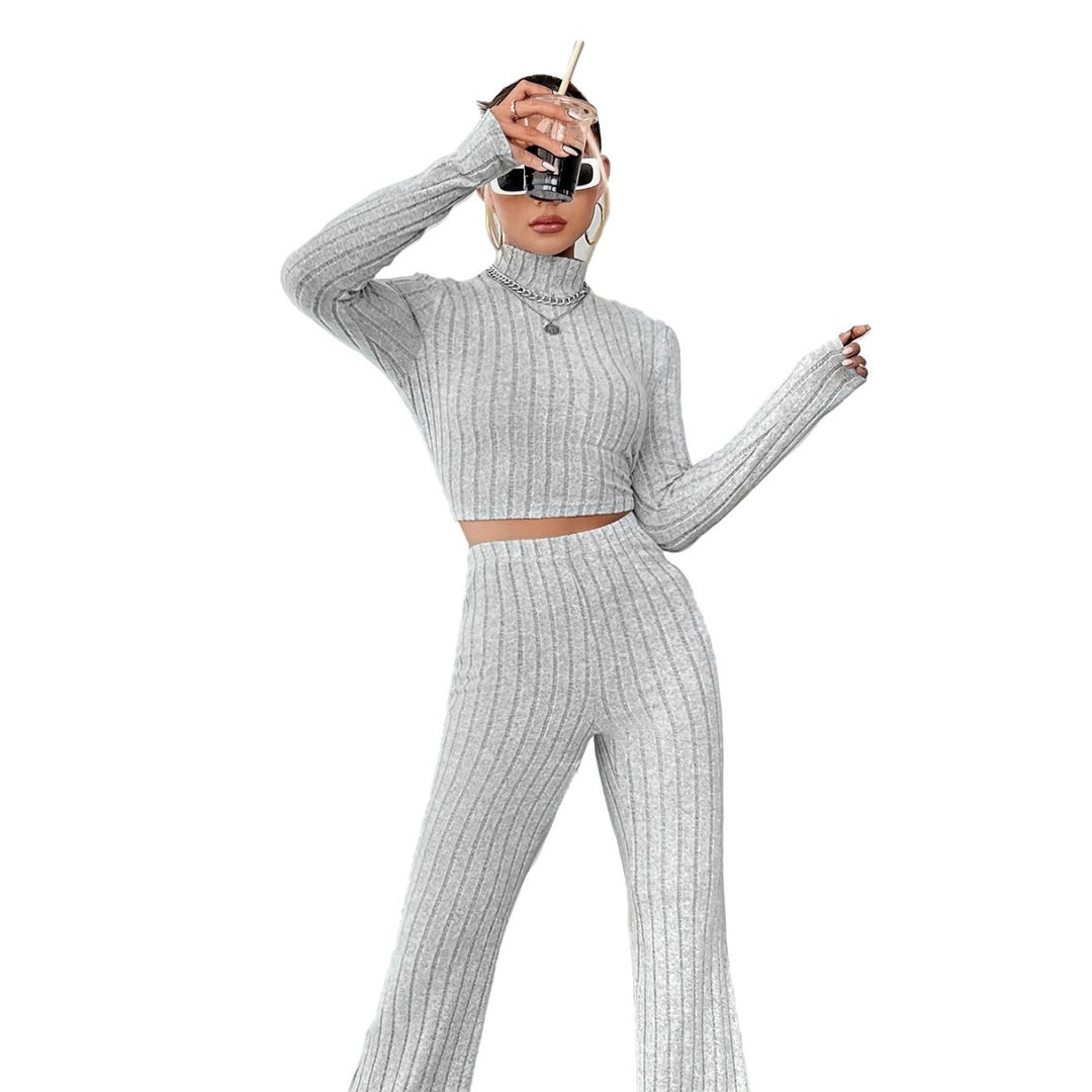 Damen Cropped Pullover mit hoher Taille und weitem Bein Drune