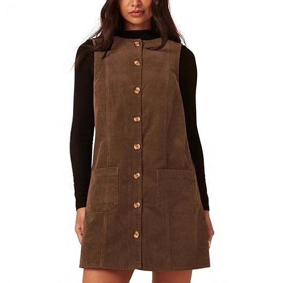 Damen Knielanges Cordkleid mit Taschen Drune