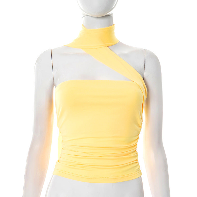 Damen asymmetrisches Trägershirt mit Raffungen Drune