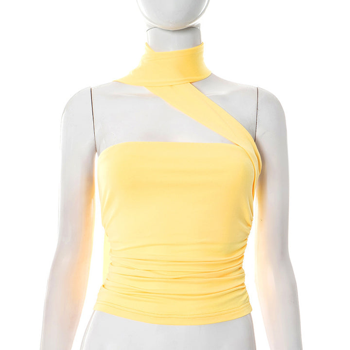 Damen asymmetrisches Trägershirt mit Raffungen Drune