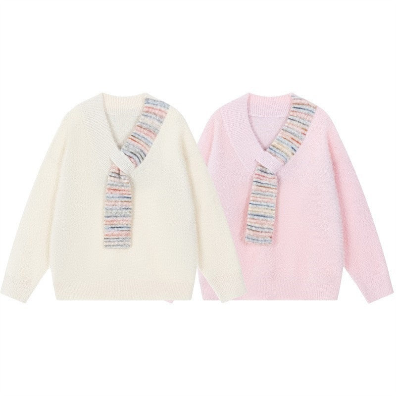 Damen Kuscheliger Pullover mit innovativem Schal-Detail Drune