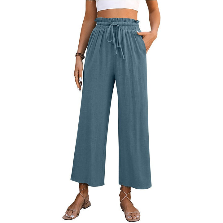 Damen Bequeme Weite Hose mit elastischem Bund und seitlichen Taschen Drune
