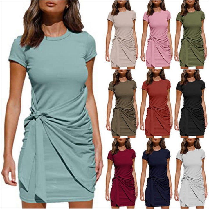 Damen Rüschens Mini Kleid mit seitlichem Bindeband Drune