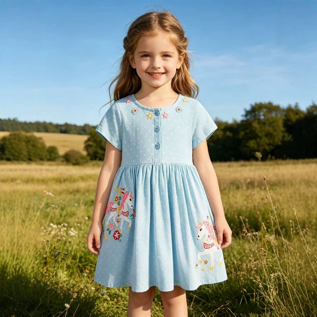 Mädchen Sommerkleid mit gesticktem Einhornmotiv Drune