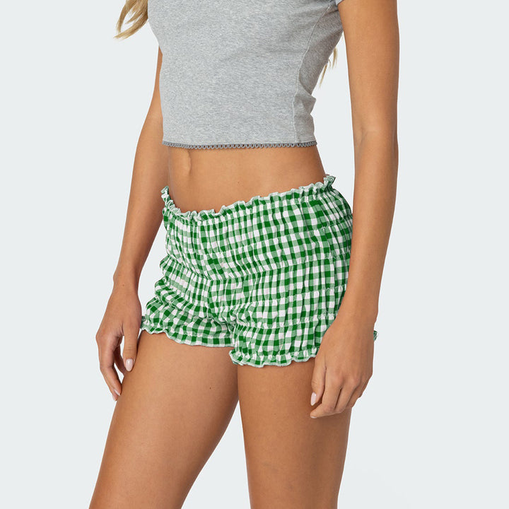 Damen Rüschen-Shorts im Vichy-Design Drune