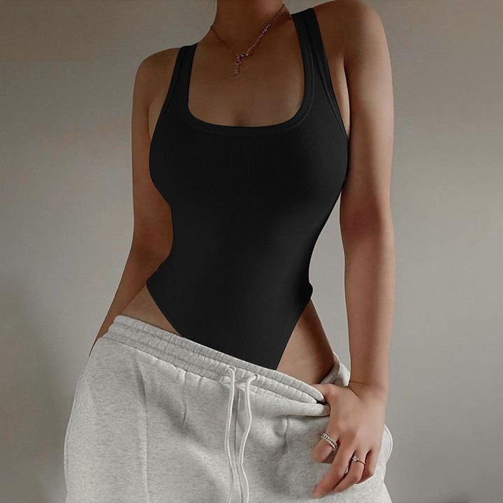 Damen Bodysuit mit tiefem Ausschnitt und breiten Trägern Drune