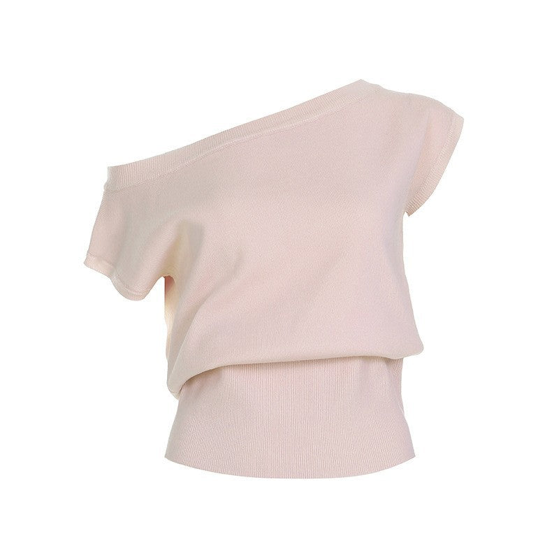 Damen modisches One-Shoulder-Oberteil aus weich fließendem Material Drune