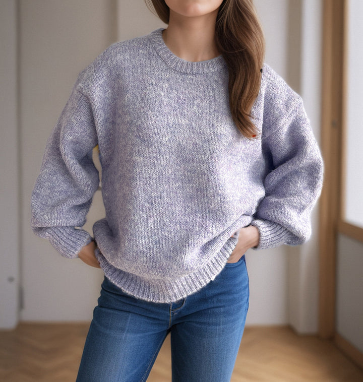 Damen lässiger Oversize-Pullover mit strukturiertem Maschenmuster Drune