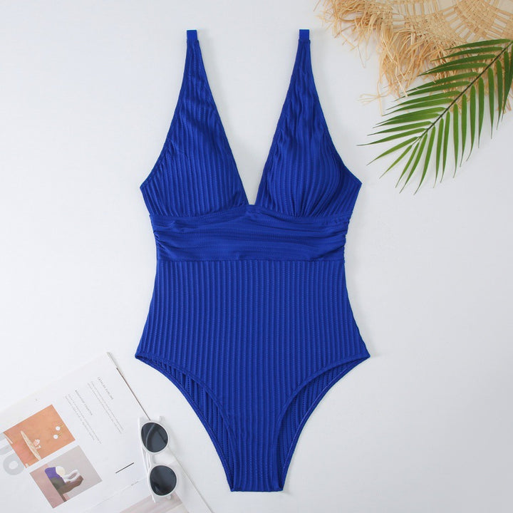 Damen Einteiler Badeanzug mit raffiniertem Rippendesign Drune