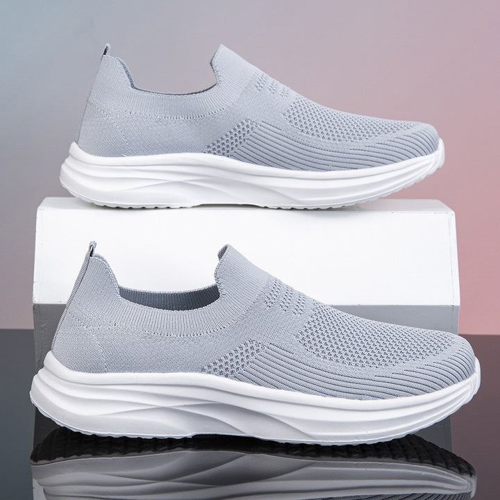 Damen nan gestrickter Sockensneaker mit stoßdämpfender Keilsohle und nahtlosem Slip-On Drune