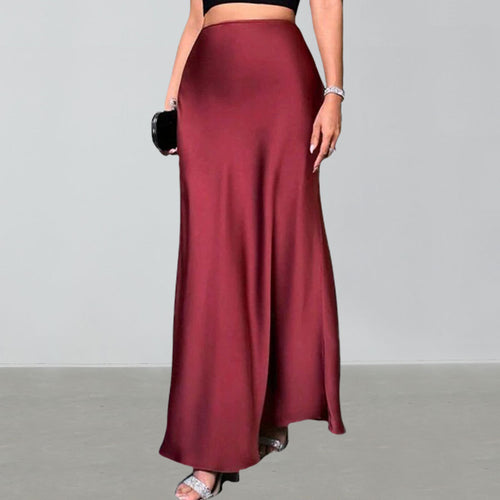 Damen Eleganter Maxirock mit schwingendem Schnitt und hohem Bund Drune