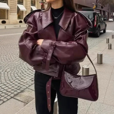 Damen modische Kunstlederjacke Drune