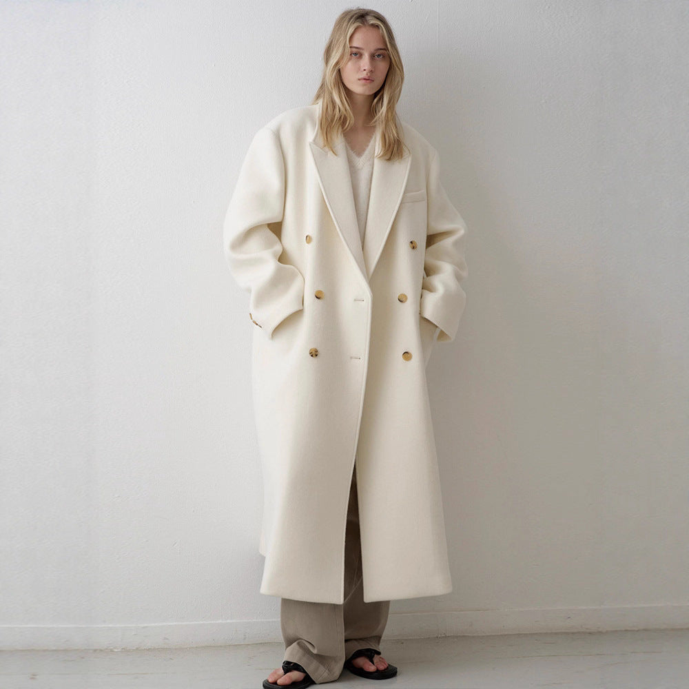 Damen Langer Oversized-Mantel mit doppelter Knopfreihe Drune