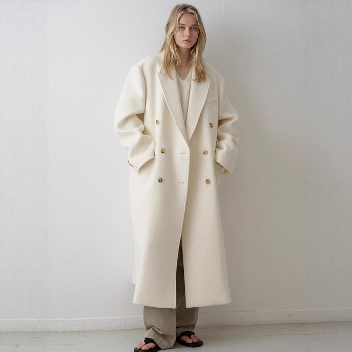 Damen Langer Oversized-Mantel mit doppelter Knopfreihe Drune