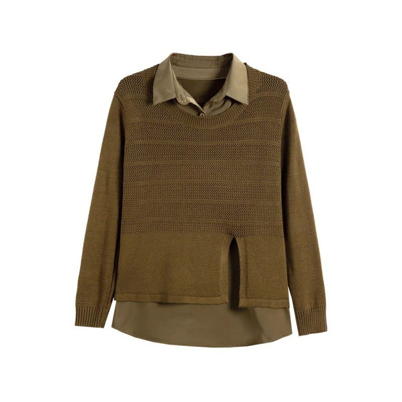 Damen Strickpullover mit layerndem Design und harmonischer Textur Drune