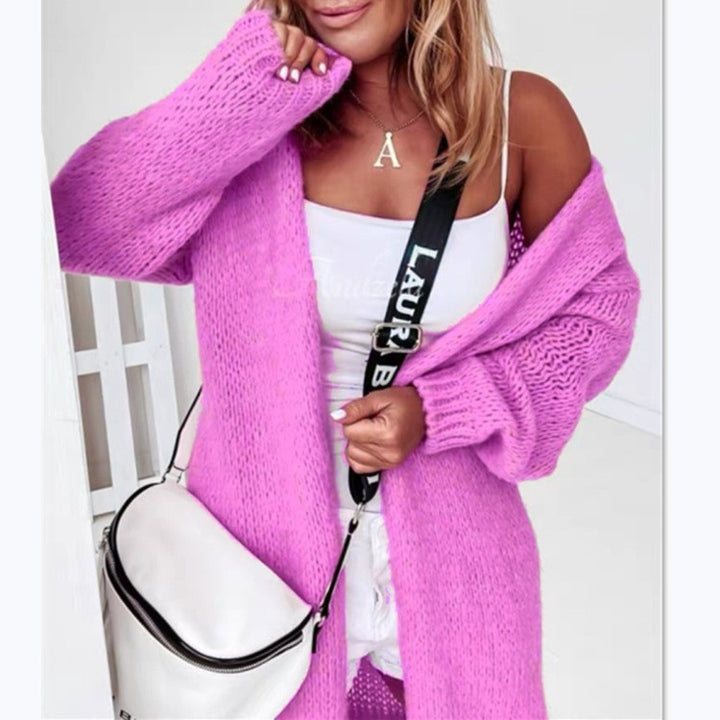 Damen Großer Strickcardigan mit offenen Vorderteilen und stylischem Linkstrickmuster Drune