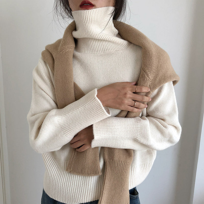 Damen modischer Rollkragenpullover aus weichem Strick Drune