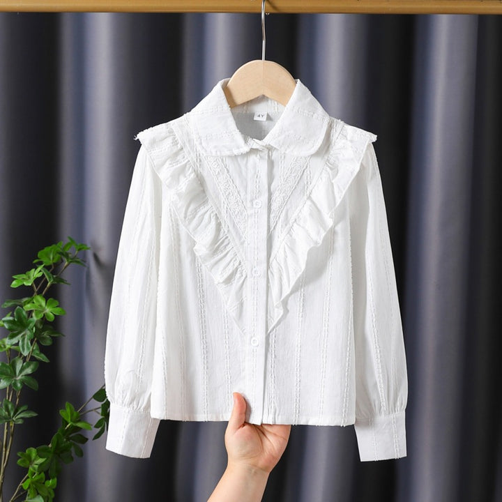 Damen Bluse mit Rüschendetails und feinen Stickereien Drune