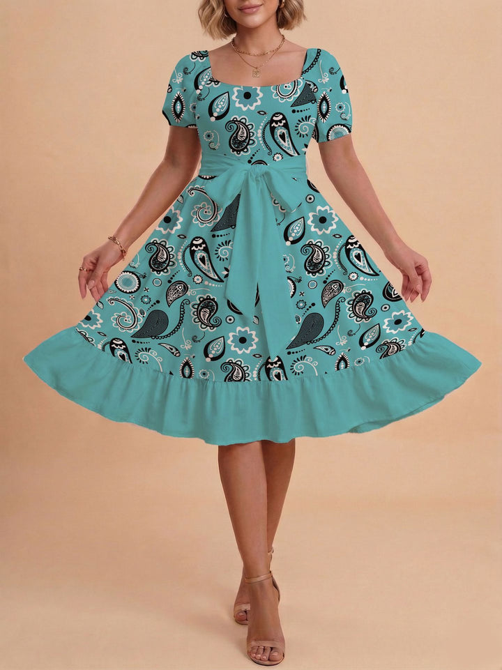 Damen Verspieltes Maxikleid mit Bärenmuster und taillierbarem Band Drune