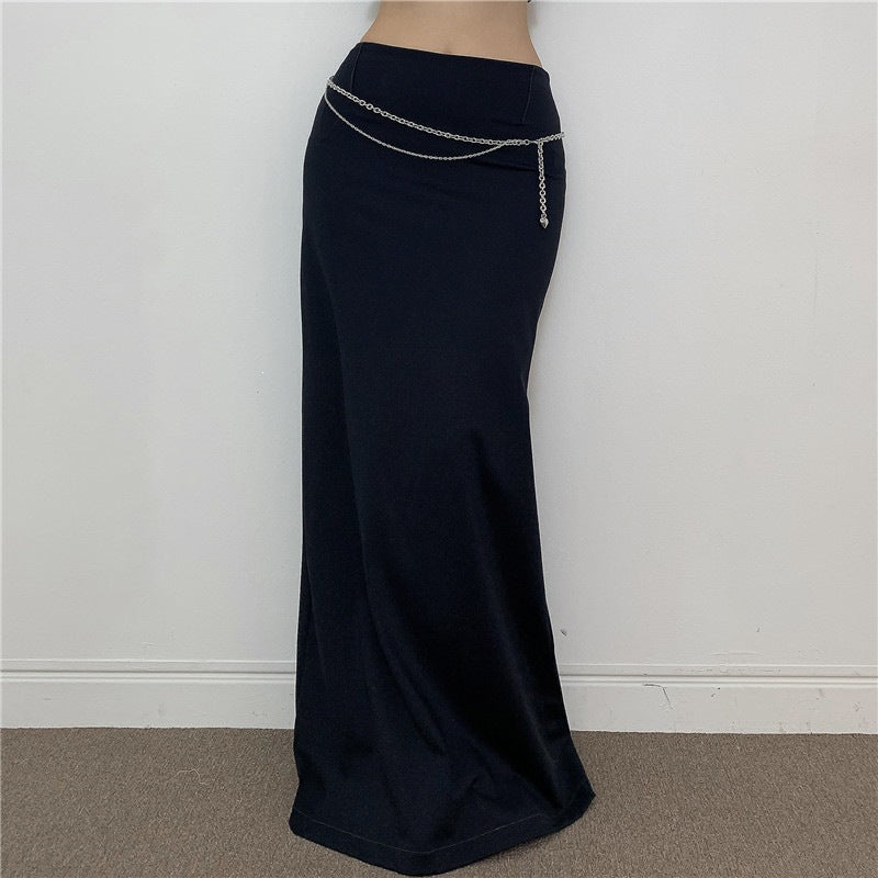 Damen Eleganter Midi-Rock mit seitlichem Schlitz und elastischem Bund Drune