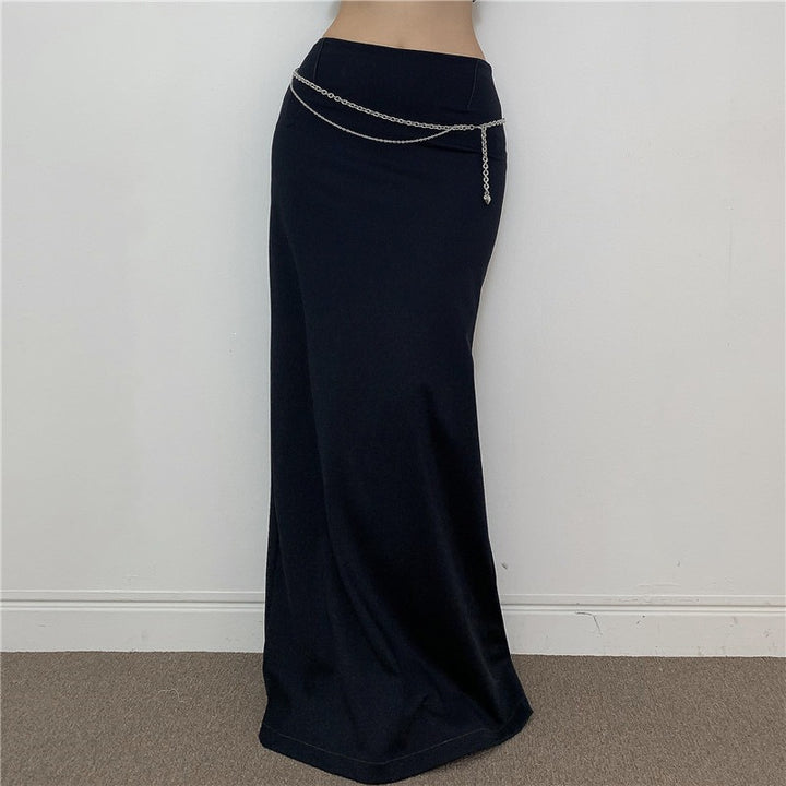 Damen Eleganter Midi-Rock mit seitlichem Schlitz und elastischem Bund Drune