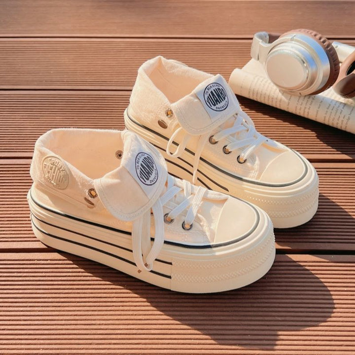 Damen Chunky Sneakers mit hohem Plateau und modischem Schnürsystem Drune