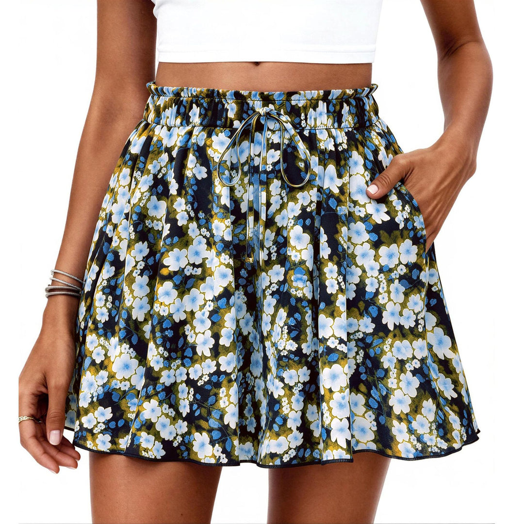 Damen Modischer Sommerrock mit elastischem Bund und Taschen Drune