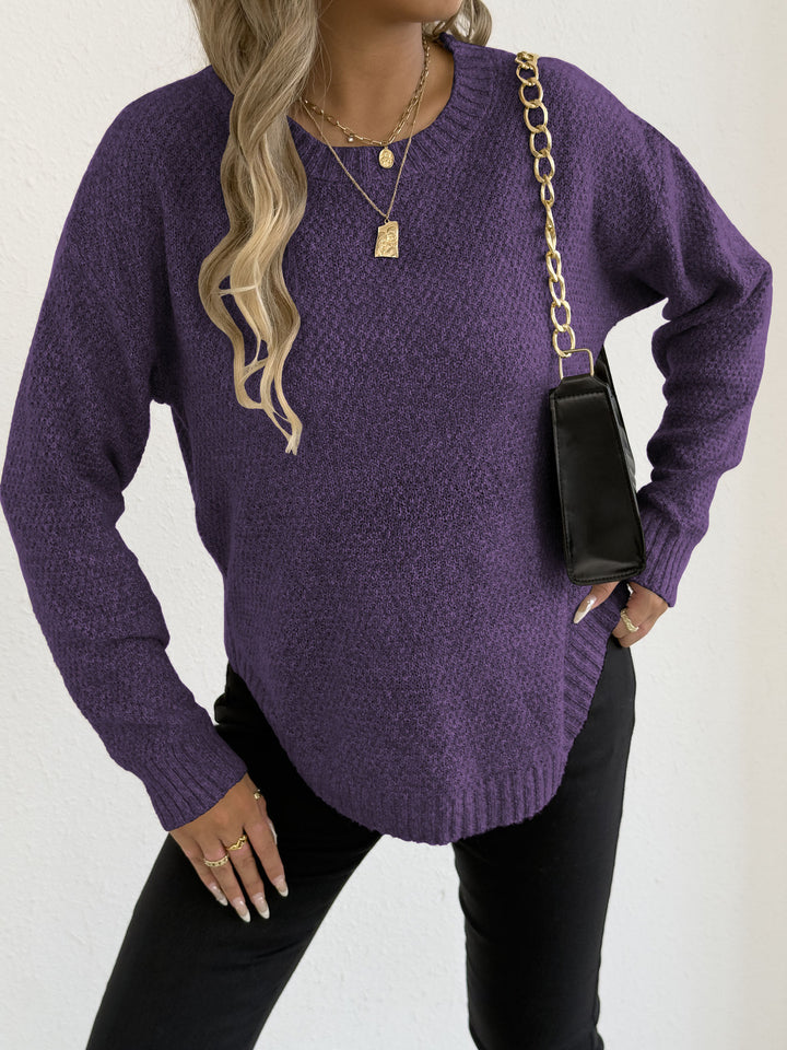 Damen lässiger Strickpullover mit hochwertigem Strukturmuster Drune