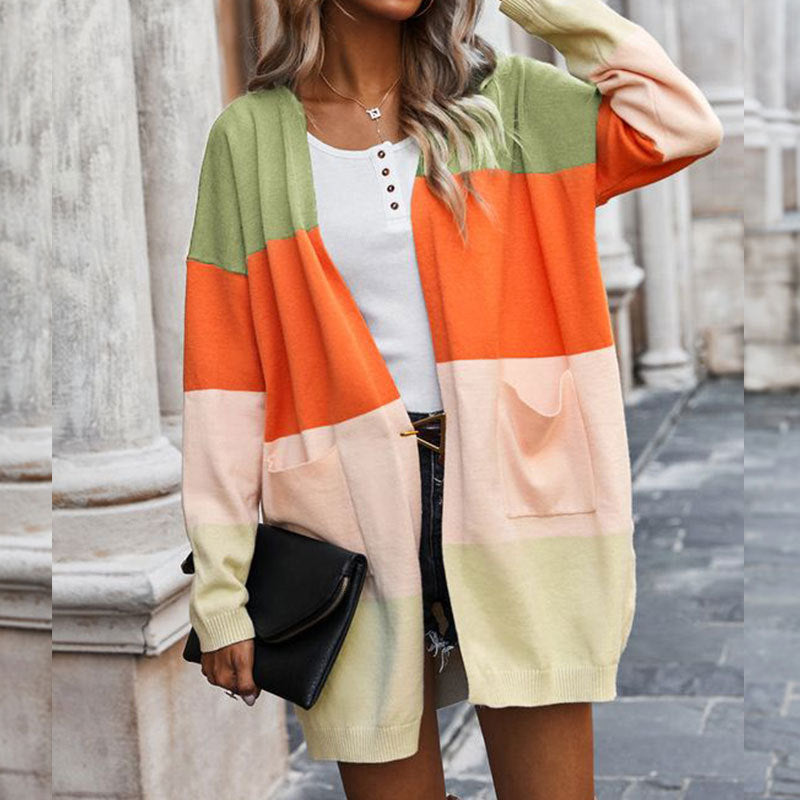 Damen Cardigan mit Farbblock-Design und Taschen Drune