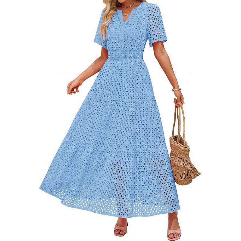Damen Maxikleid mit gehäkeltem Muster Drune
