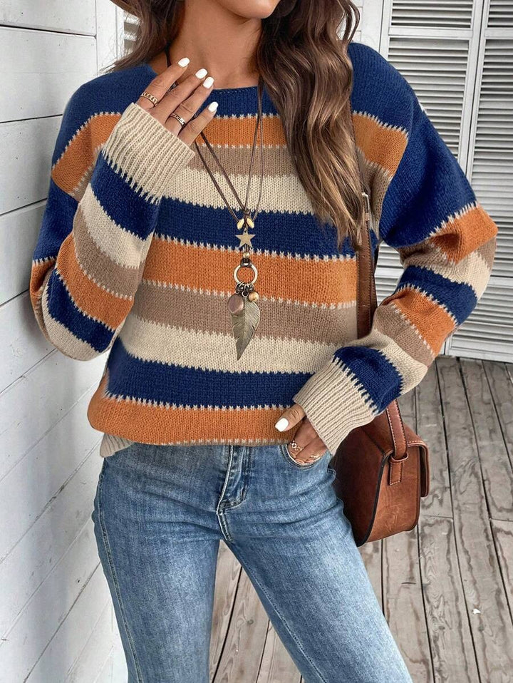 Damen gemusterter Strickpullover mit lässigem Schnitt und feiner Textur Drune