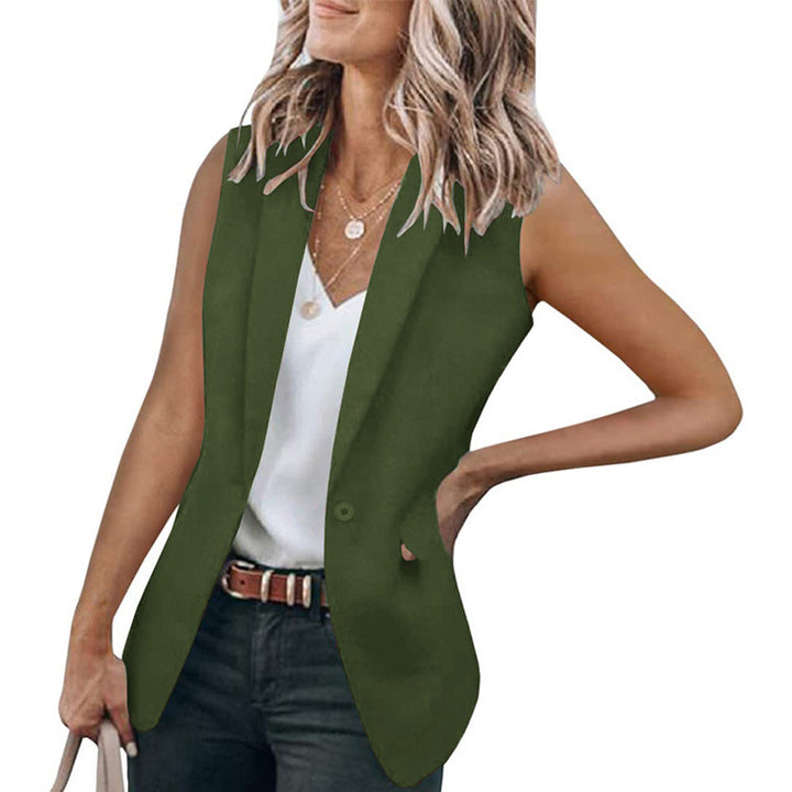 Damen ärmellose Blazer-Jacke mit elegantem Schnitt und Seitentaschen Drune