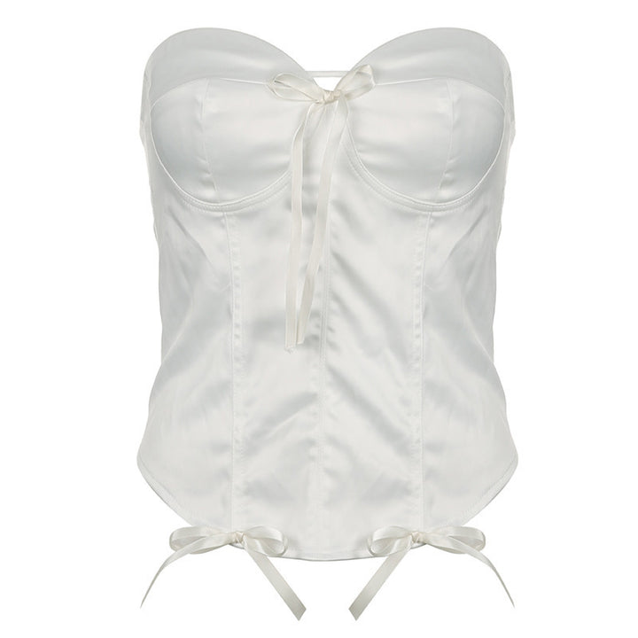 Damen Strapless Corsagenoberteil mit raffinierten Satinbändern Drune