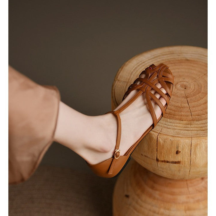 Damen Elegante Flachsandalen mit Verstellbarem Riemen und Modischem Schnitt Drune