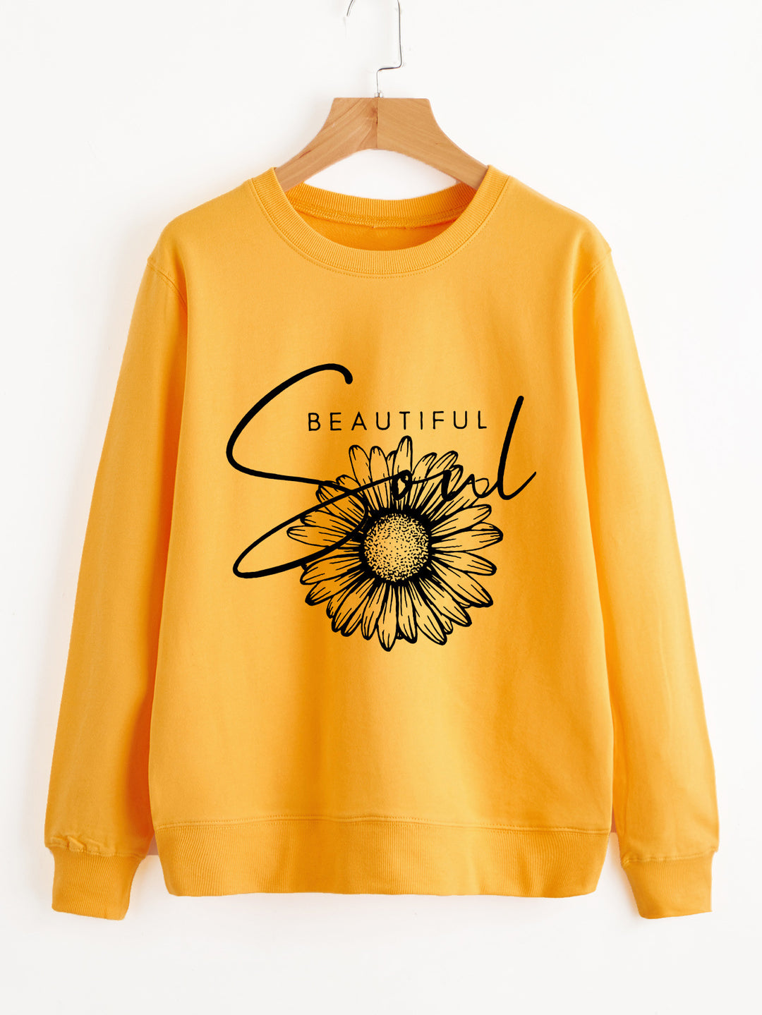 Damen Sweatshirt mit floralem Motiv und inspirierendem Schriftzug Drune