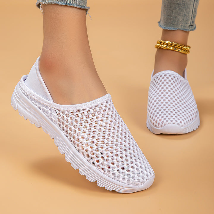 Damen nan luftige Schlupfsneaker mit Honigwaben-Strickoberteil und gedämpfter Komfortsohle Drune