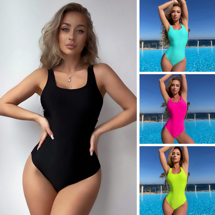 Damen Einteiler Badeanzug mit sportlichem Schnitt und hohem Beinausschnitt Drune