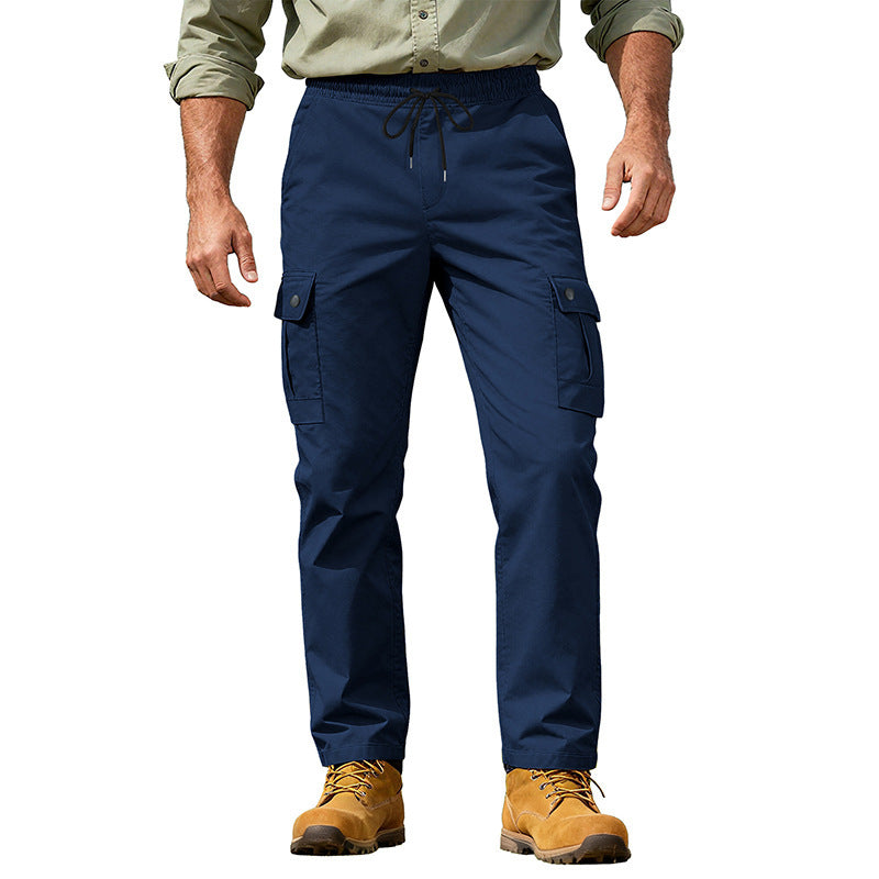 Herren nan robuste Outdoor-Cargohose mit elastischem Tunnelzugbund und aufgesetzten Klappentaschen Drune