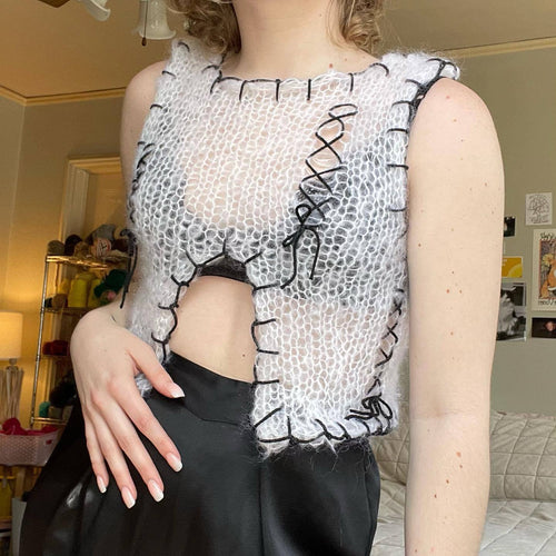 Damen innovatives Strickoberteil mit offenem Rückendesign Drune