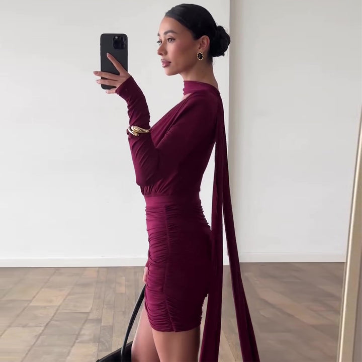 Damen Wickelkleid mit asymmetrischem Saum und raffiniertem Oberteil Drune