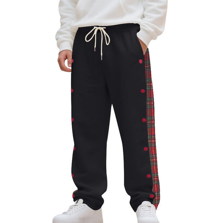 Herren nan Sweatpants mit seitlichem Karostreifen, Druckknopfleiste und Kordelzug Drune