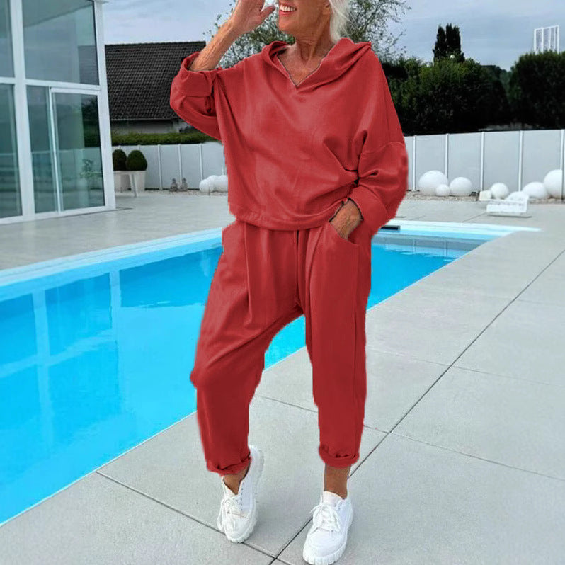 Damen modischer Hoodie und Jogginghose Set Drune