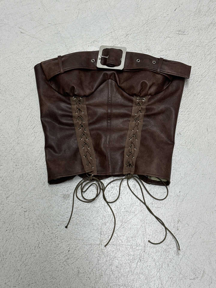 Damenleder-Corsage mit raffinierten Schnürdetails Drune