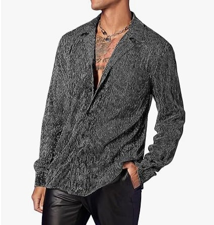Damen nan schimmernde Crinkle-Hemdbluse mit Viskose-Optik Hemdkragen und Manschetten Drune