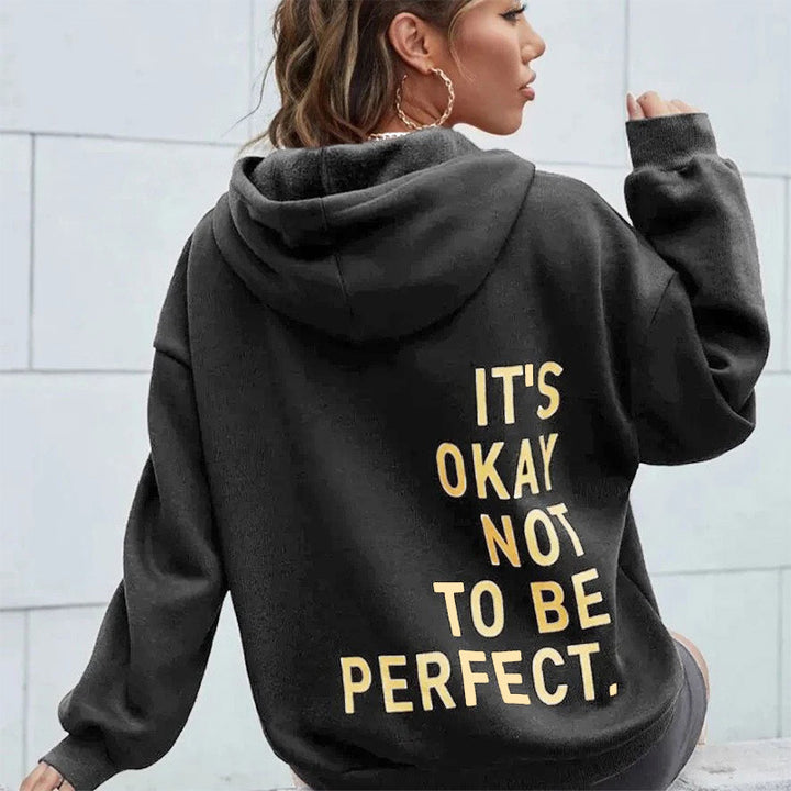 Damen Kapuzenpullover mit motivierendem Schriftzug und kuscheligem Innenfutter Drune