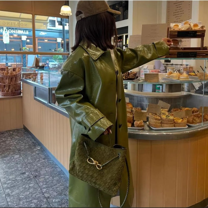 Damen Modische Hochglänzende Regenjacke mit großzügigem Schnitt Drune