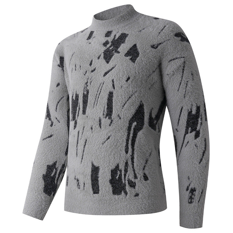 Damen modischer Pullover mit strukturiertem Muster und hohen Kragen Drune