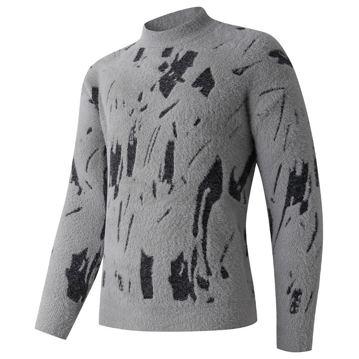 Damen modischer Pullover mit strukturiertem Muster und hohen Kragen Drune