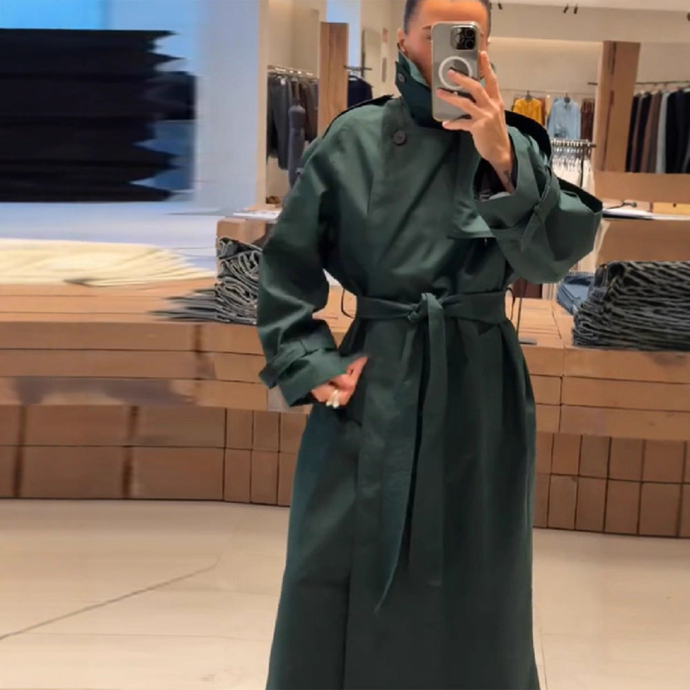 Damen Modischer Trenchcoat mit praktischem Gürtel Drune