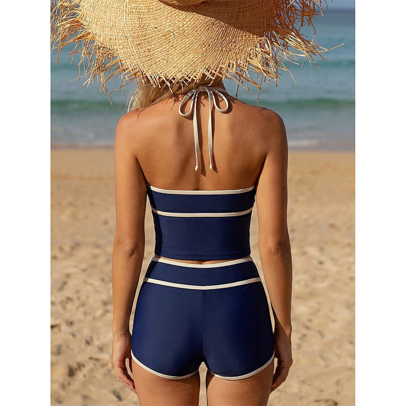 Damen Sportliches Bikini Set mit Crop-Top und High-Waist Shorts Drune